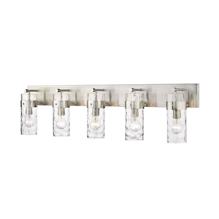 Z-Lite Fontaine 5 Light Vanity, Brushed Nickel & Clear 3035-5V-BN